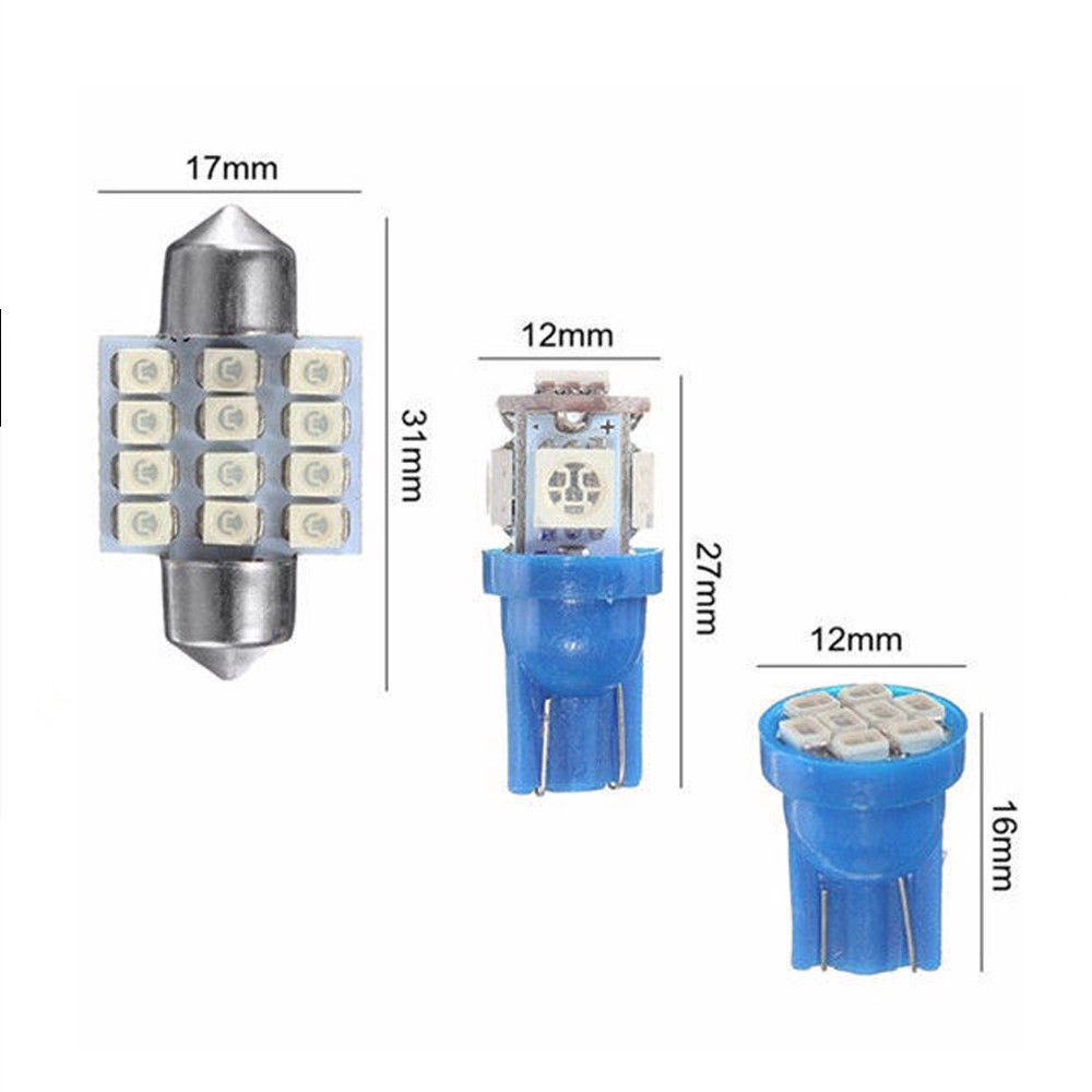 Set 13 đèn led ánh sáng xanh lam trang trí nội thất xe hơi