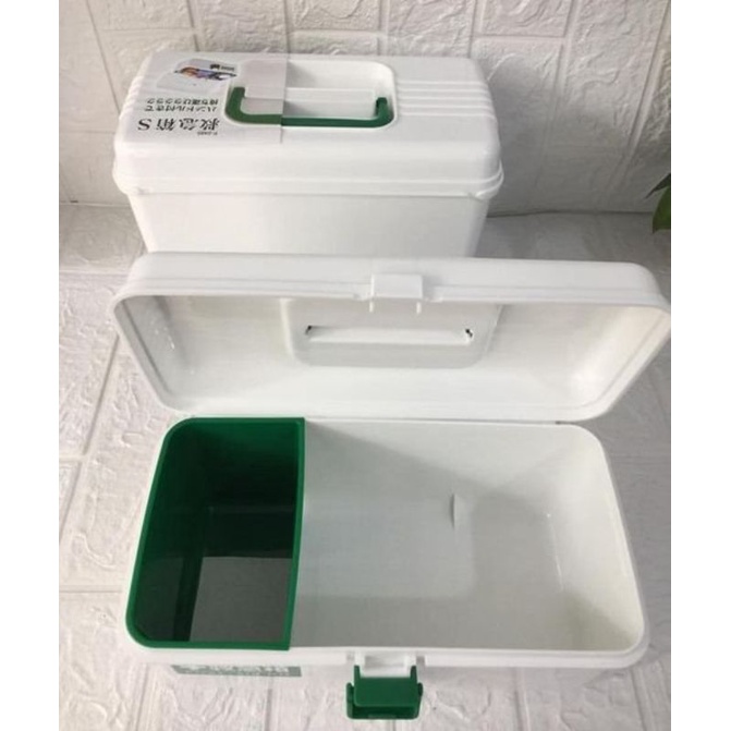 Hộp nhựa đựng thuốc 30cm có khóa cài - hộp thuốc y tế chia ngăn có quai xách