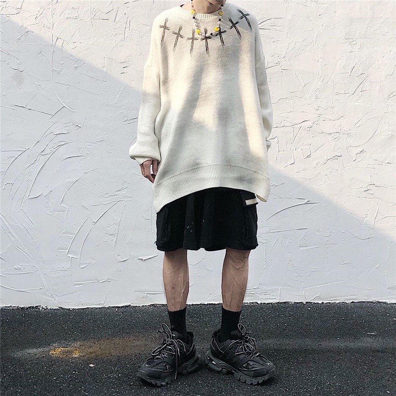 Áo len loang mix hoạ tiết thánh giá unisex oversize Ulzzang streetstyle siêu chất ❤️