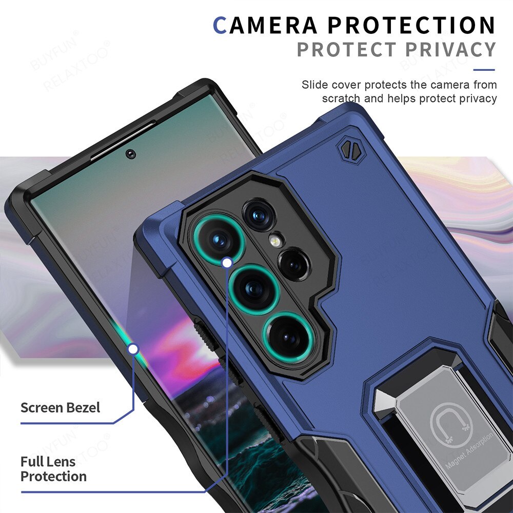 Ốp Điện Thoại Cứng Kiểu Giáp Kèm Giá Đỡ Nhẫn Từ Tính Chống Sốc Cho Samsung Galaxy S22 Ultra Sumsung S 22 Plus S22Ultra 5G