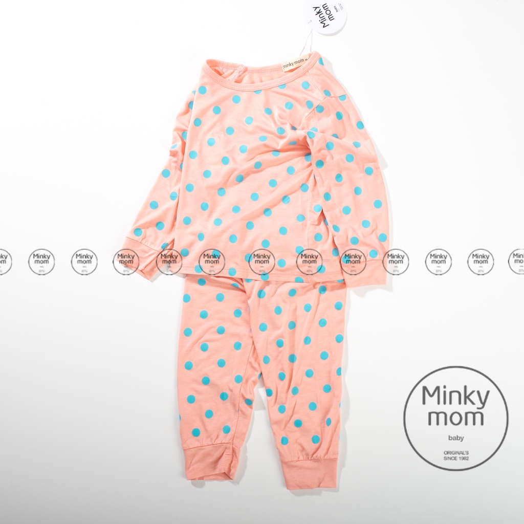 [SALE] Bộ Dài Tay Cho Bé Trai, Bé Gái Minky Mom Vải Thun Lạnh Hoạ Tiết Chấm Bi, Đồ Bộ Cho Bé Mặc Nhà Thu Đông MKMTD2138