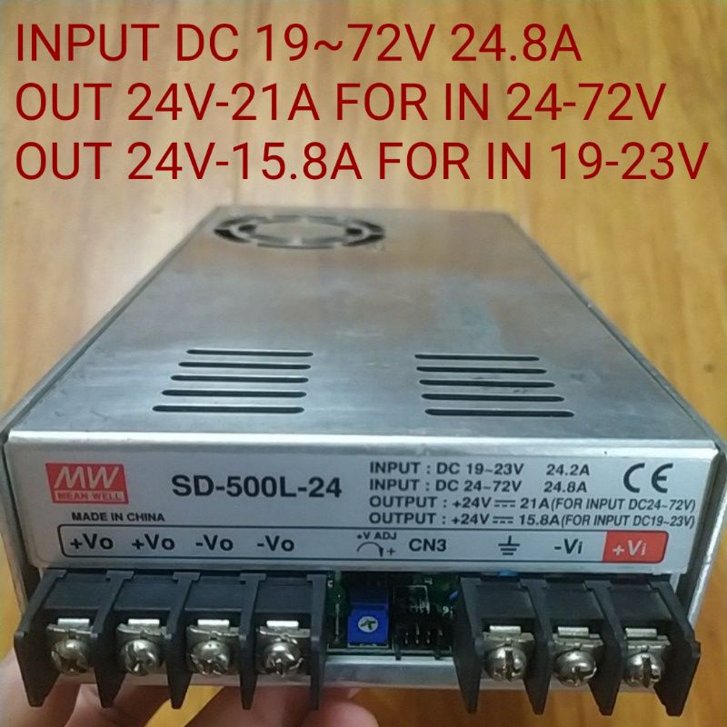Nguồn tăng áp hạ áp. Meanwell SD-500L-24 INPUT 19-72V OUT 24V-21A Max. Nguồn EMERSON INPUT 38-75V  26A OUT 12V-65.6A