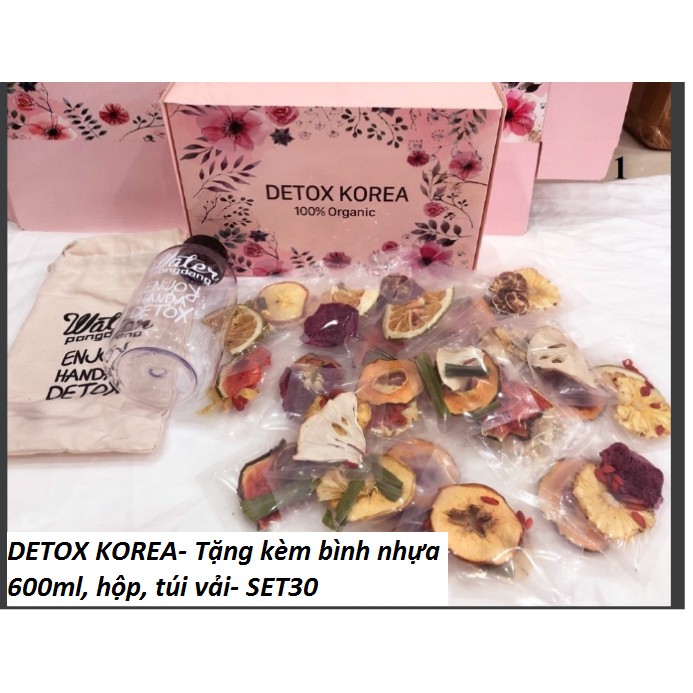 SET 30 Gói Trà Detox hoa quả sấy khô, DETOX KOREA - Tặng kèm bình nhựa 600ml, hộp, túi vải [CÓ ẢNH THẬT]