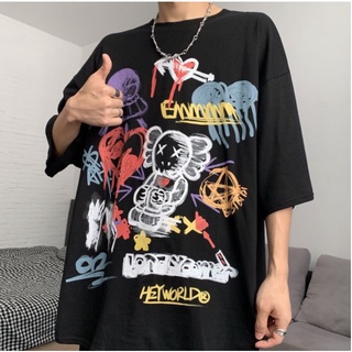 Áo thun unisex form rộng tay lỡ, hình kaws sp001 - t9.streetwear