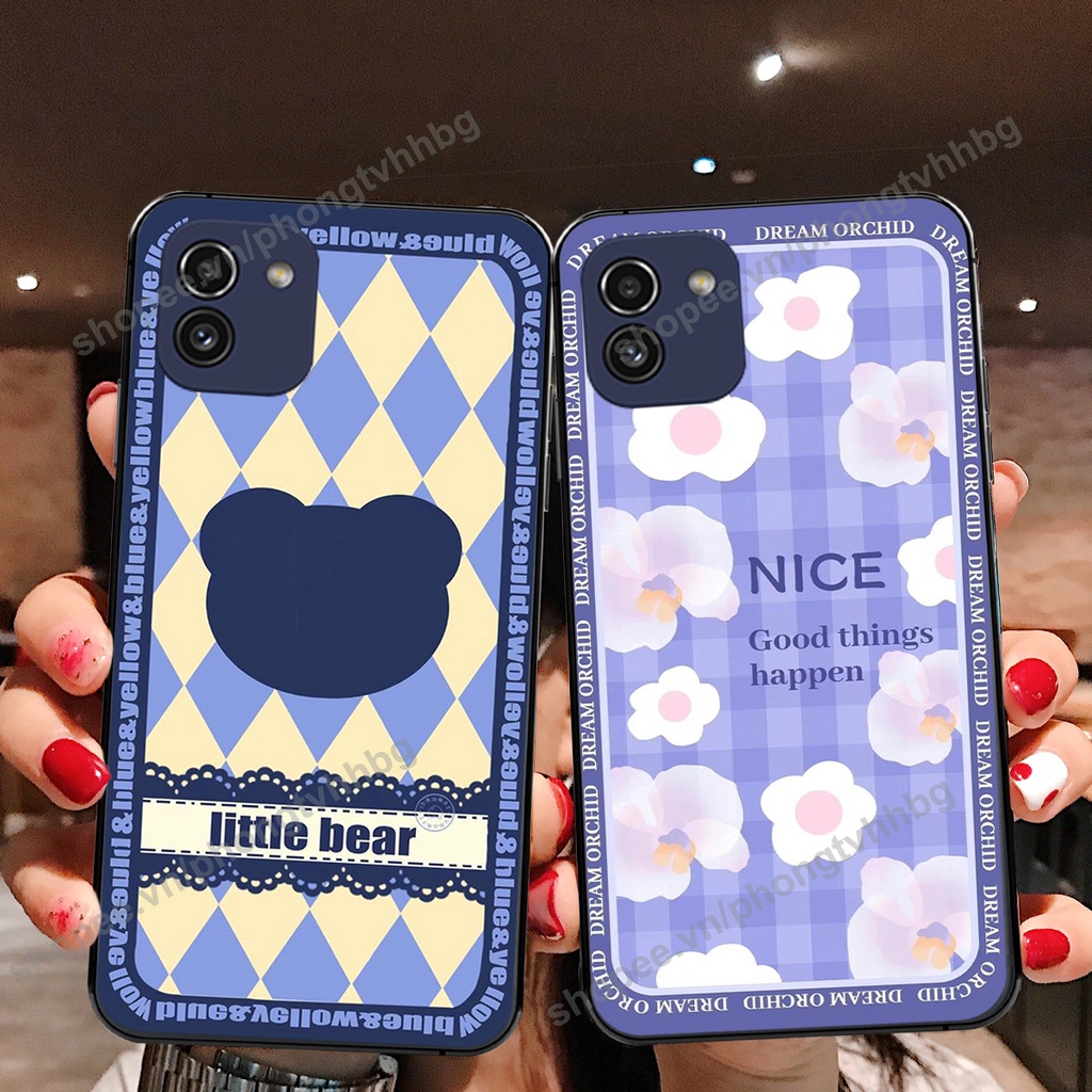 Ốp lưng Samsung A03 / A03 Core in mẫu gấu bo viền , smile mặt cười cực cute đẹp