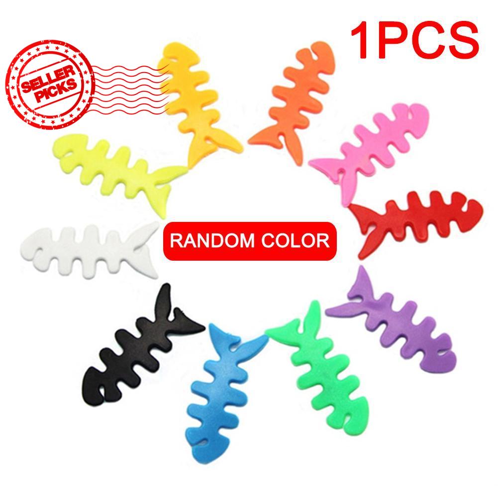 1 phụ kiện quấn dây cáp tai nghe hình xương cá bằng nhựa Pvc cho điện thoại/ipod/ Mp3/ tai nghe/ Mp4 P1C9