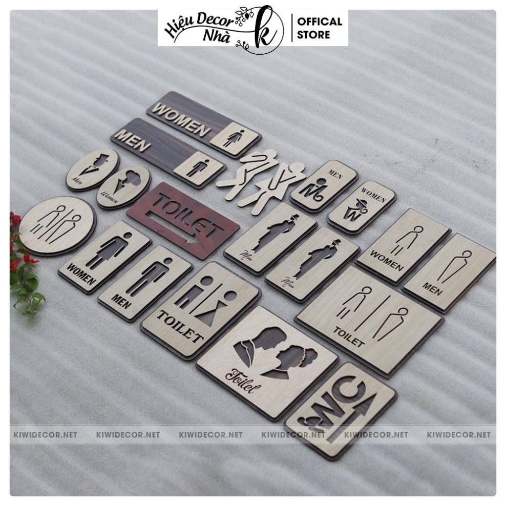 Bảng WC Toilet Decor Vintage Bằng Gỗ - WC Nam Nữ - Restroom Chỉ hướng nhà vệ sinh - Hiệu Nhà K