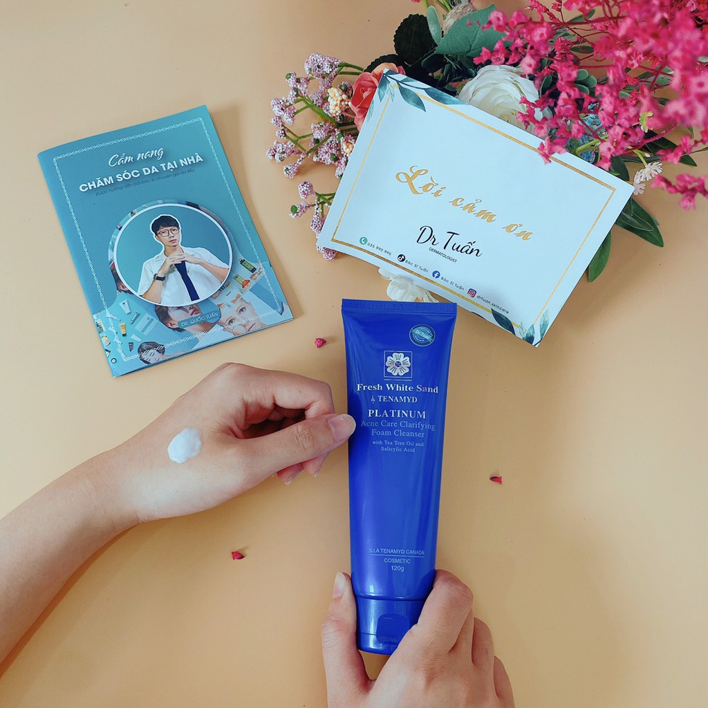 Sữa Rửa Mặt Ngăn Ngừa Mụn - TENAMYD Fresh White Sand Platinum Acne Care Clarifying Foam Cleanser 120ml