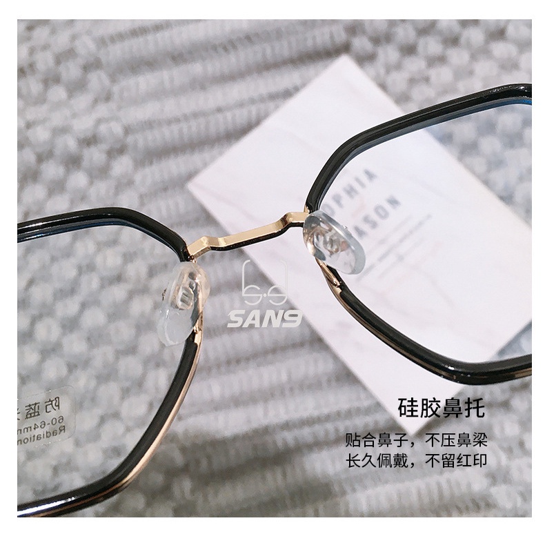 Mắt kính gọng hình đa giác bằng kim loại chống ánh sáng xanh