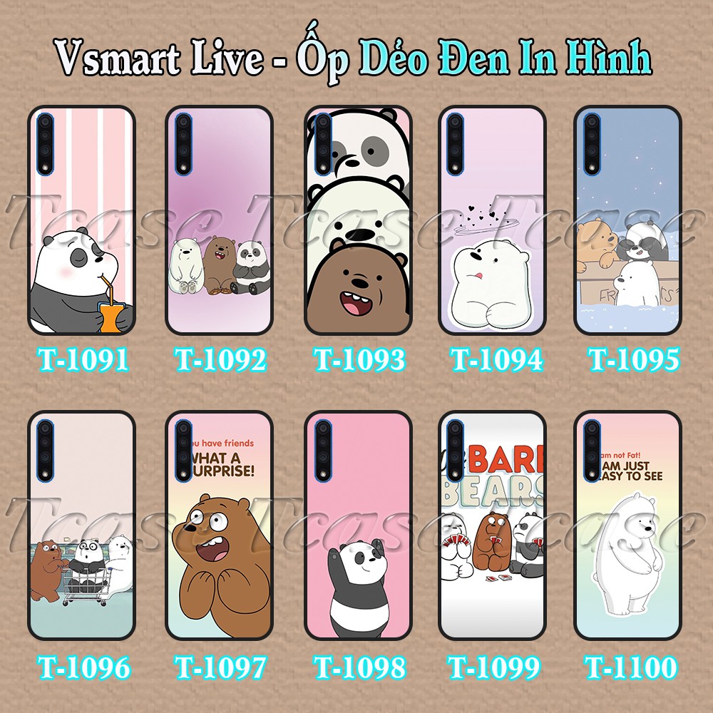 Ốp lưng Vsmart Live dẻo đen in hình Ba Chú Gấu Vui vẻ