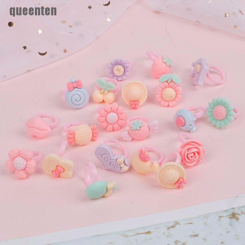 Hộp 20 Nhẫn Nhựa Nhiều Loại Cho Bé Gái