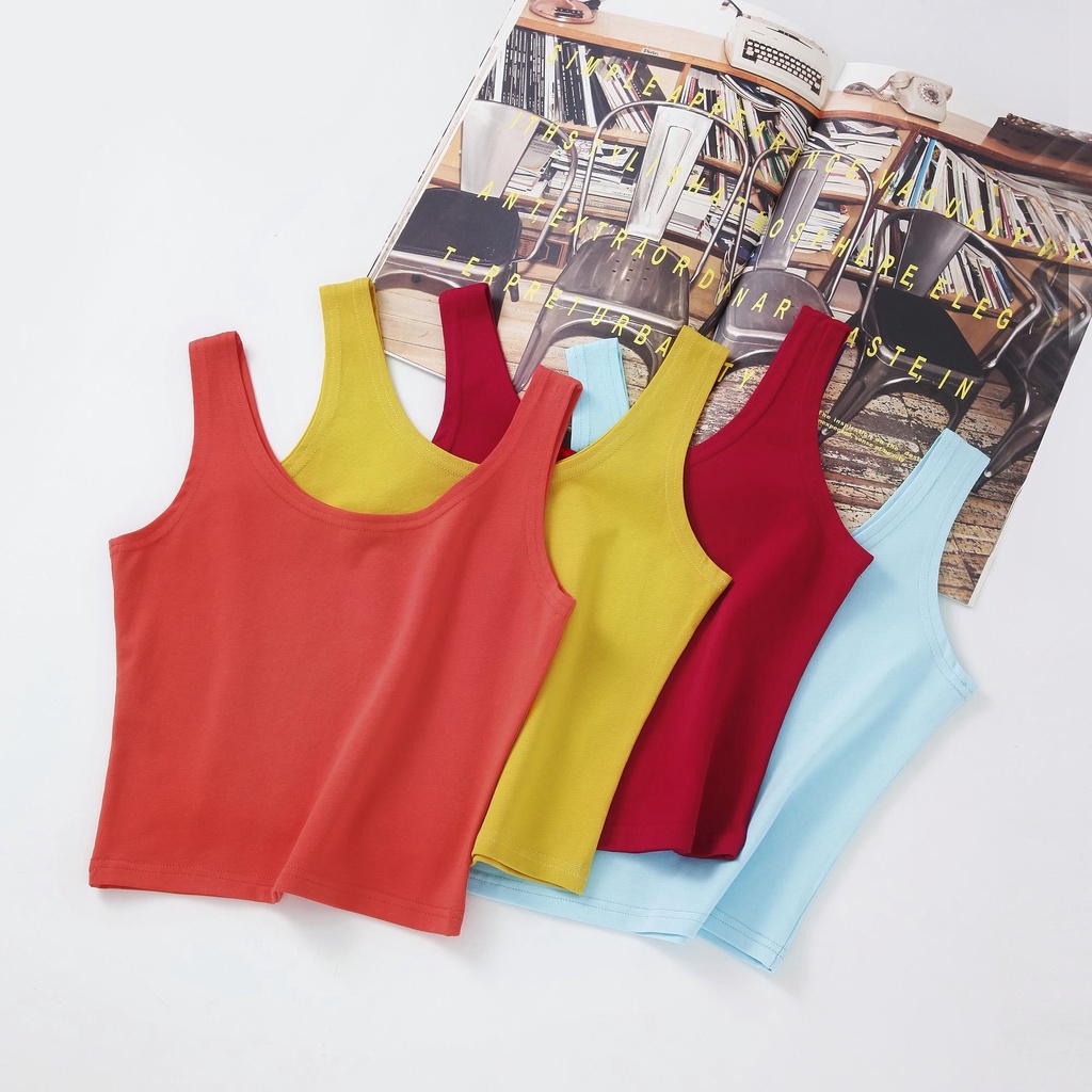 [Mã FAMARAL2 giảm 10K đơn 50K] Áo croptop nữ sát nách ba lỗ thun không tay kiểu ôm body tank top vải cotton co giãn tốt | BigBuy360 - bigbuy360.vn