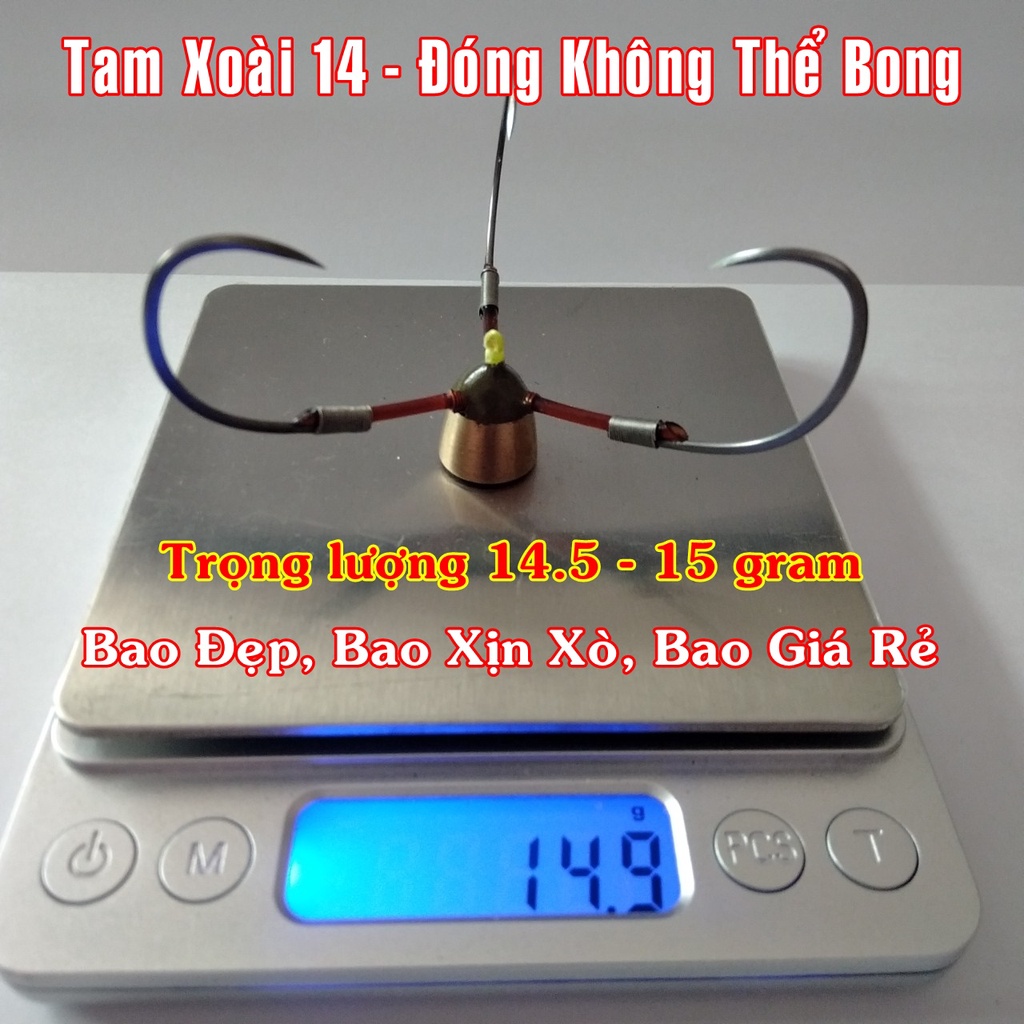 Lưỡi Câu Cá Tam Xoài 14 Đế Đồng. Loại Cao Cấp. Lưỡi câu lục, lưỡi câu chạm, lưỡi tam, lưỡi tứ
