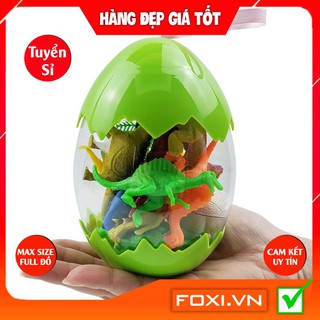 Bộ đồ chơi trứng Khủng Long-Mô hình nhựa dẻo-siêu bền-sưu tầm-chơi trong nhà-màu sắc bắt mắt