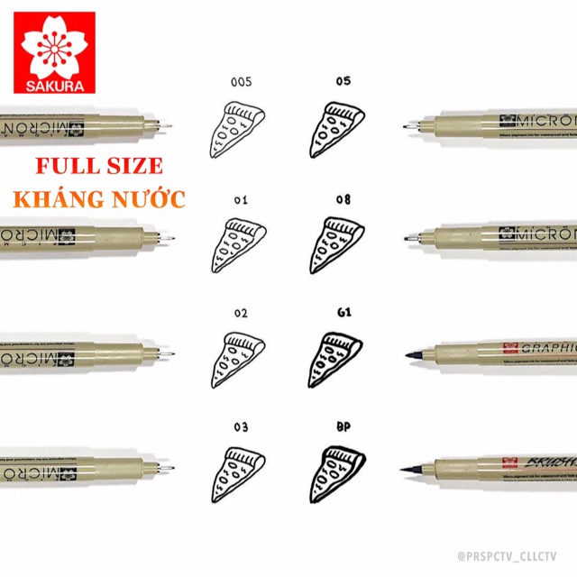 Bút line đi nét KHÁNG NƯỚC TUYỆT ĐỐI chính hãng SAKURA Micron ( size 0.03-brush)