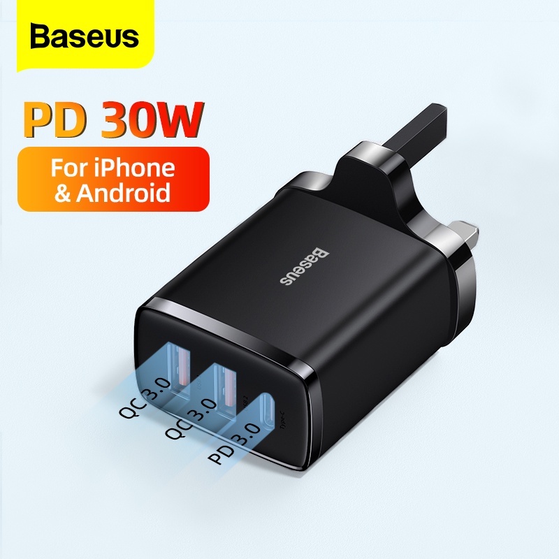 Củ Sạc Nhanh Baseus 20W / 30W Cổng USB Loại C QC3.0 PD3.0 Cho iphone 12 Samsung Xiaomi
