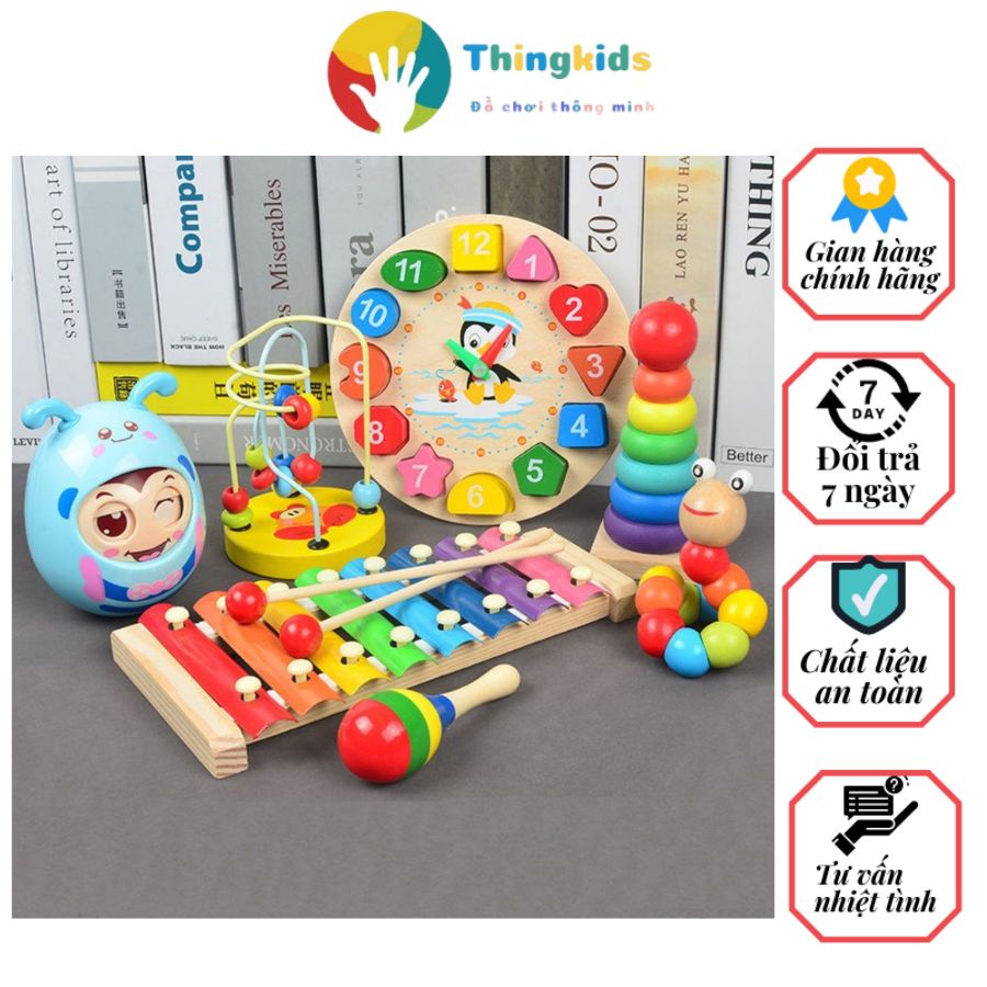 Combo 6 Món Đồ Chơi Gỗ Thông Minh An Toàn cho bé - Thingkids