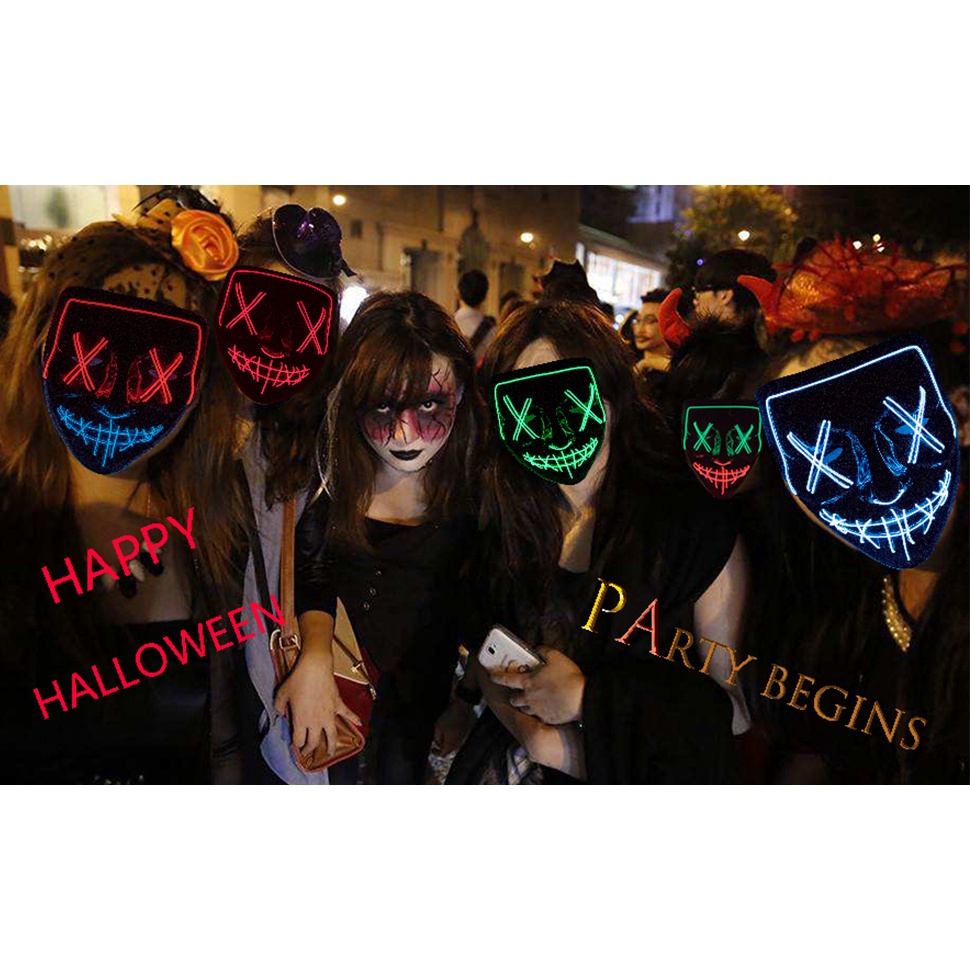 Mặt Nạ Hóa Trang halloween Màu Sắc neon Phát Sáng Trong Bóng Tối