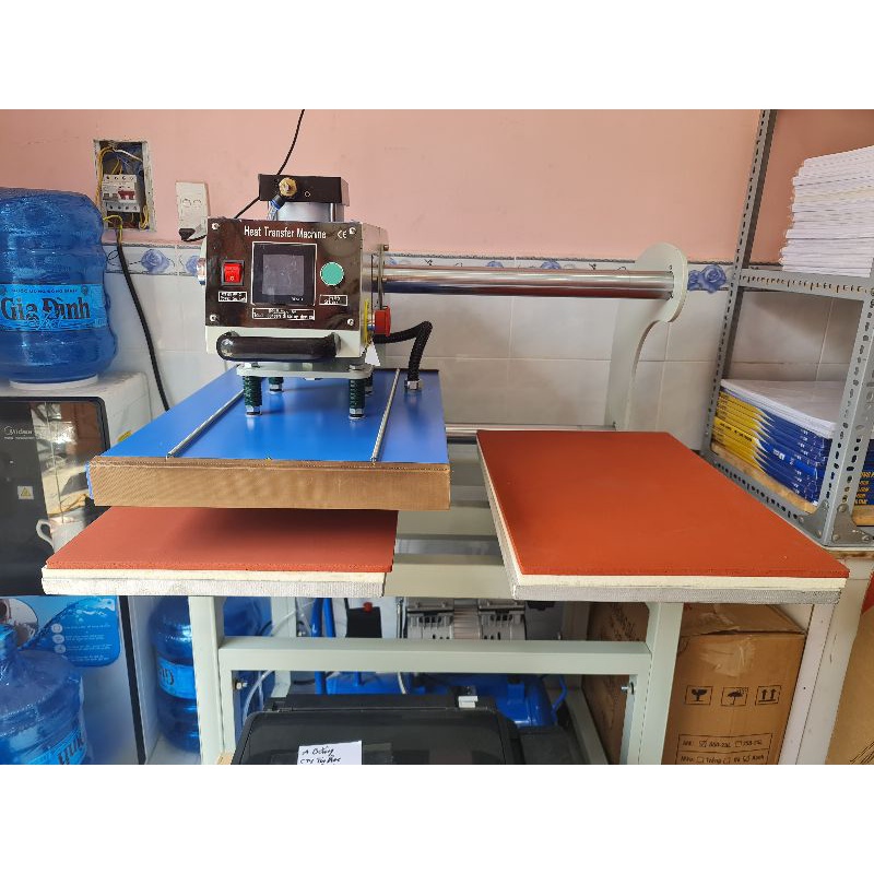 MÁY ÉP NHIỆT PHẲNG KHÍ NÉN 40X60 2 MÂM KÉO ĐẦU