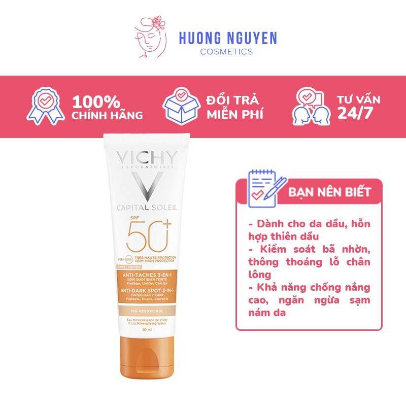Kem Chống Nắng Vichy Capital Soleil SPF 50 Anti-Dark Spot 3-in-1 50ml