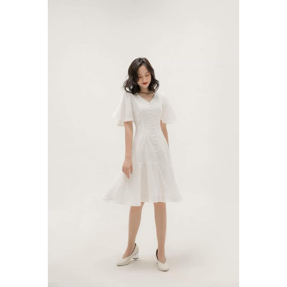 [Hot trend] Đầm trắng công sở bọc nút cổ V siêu xinh [HÀNG CÓ SẴN] [kèm hình thật ] : ⁸ :; ` ; , ‣ , $ Ⓡ # ˢ : ' |