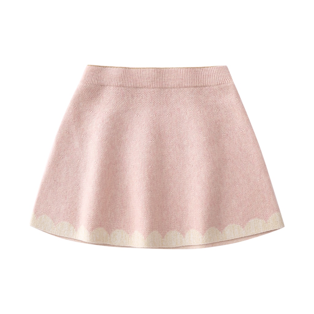 Autumn Baby Girls Pink Knit Cardigan Solid Skirt Two-piece Suit