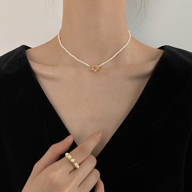 Vòng cổ bạc phối hạt ngọc trai thời trang dành cho phái nữ