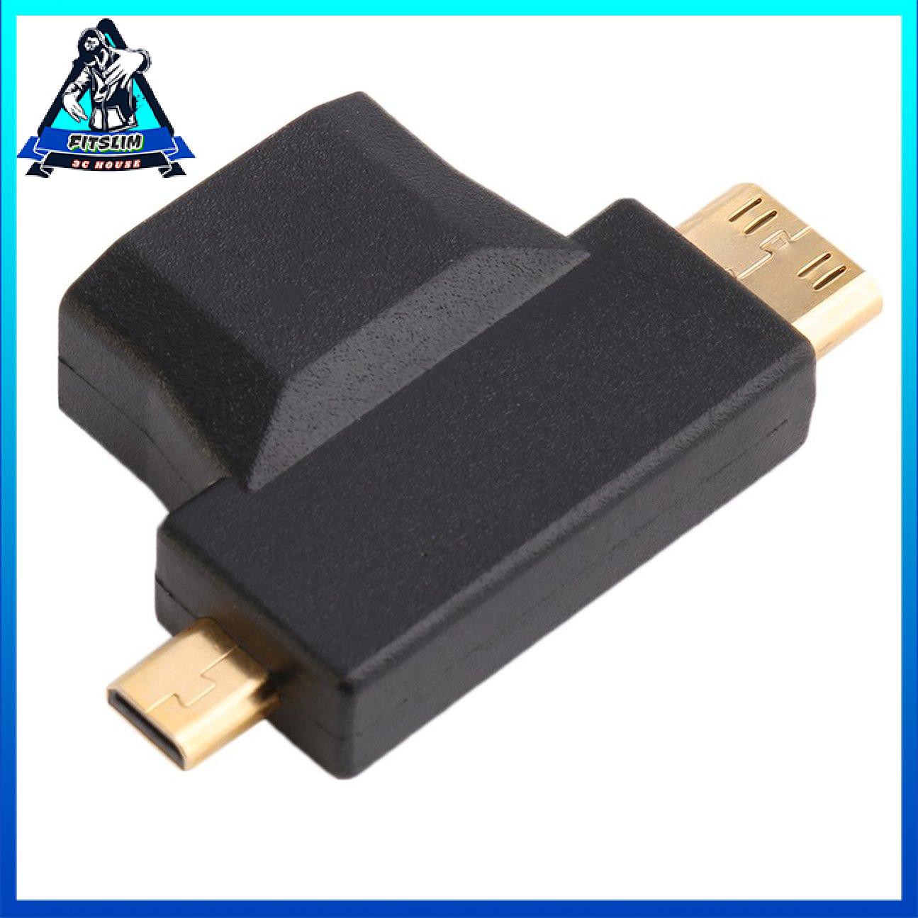 HDMI đen Loại A Nữ sang Nam Mini HDMI Loại C + Bộ chuyển đổi Micro HDMI Nam