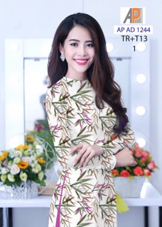 Vải may áo dài in lá trúc AP