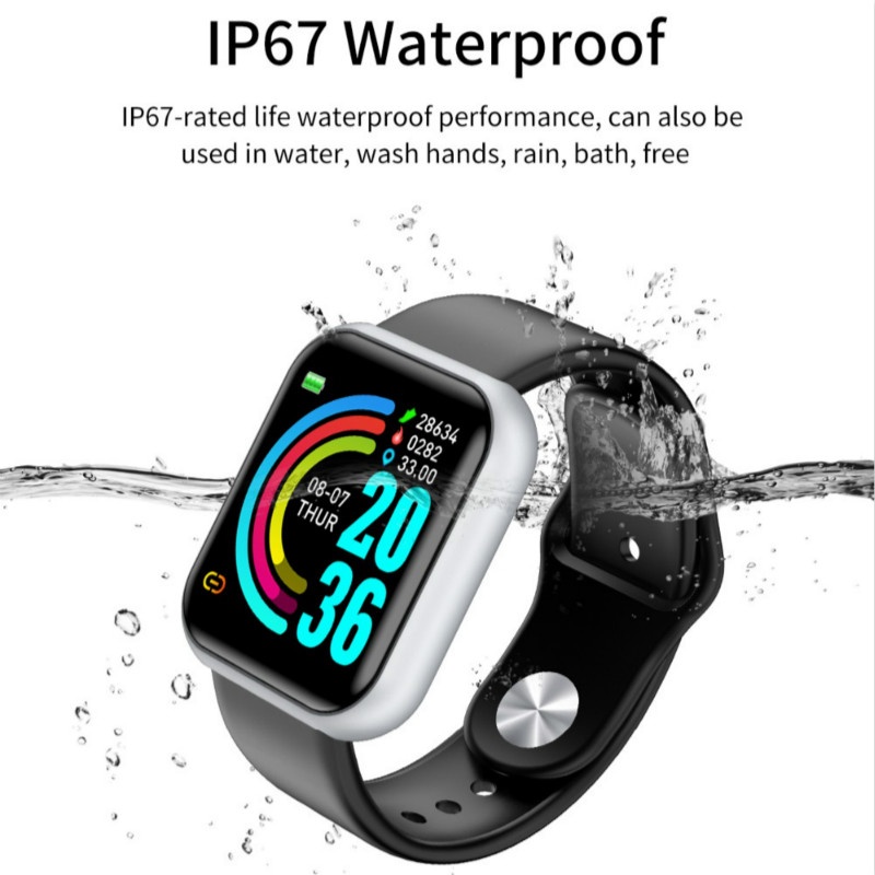 Bộ Đồng Hồ Thông Minh Y68 D20 Bluetooth Chống Nước Giúp Theo Dõi Nhịp Tim / Huyết Áp Chuyên Dụng