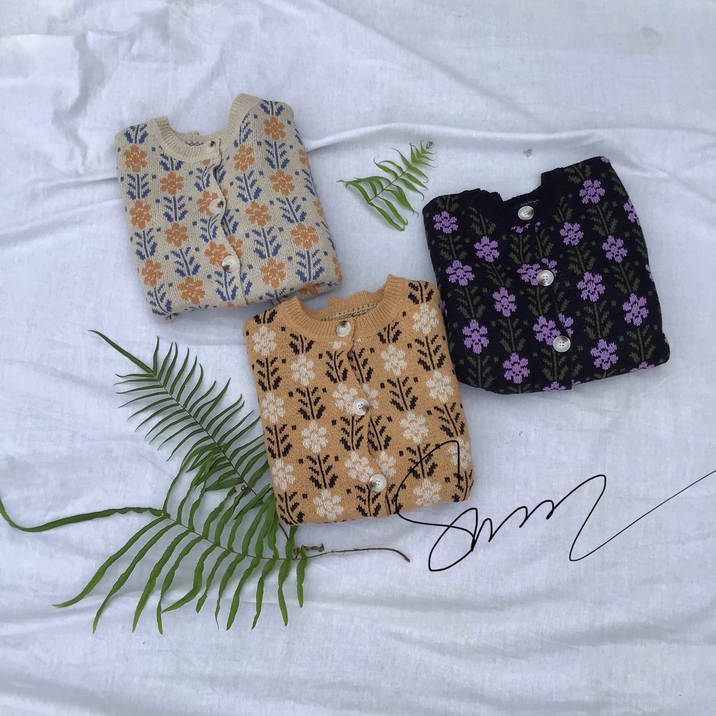 Áo len cardigan  Áo cadigan dài tay style Hàn Quốc bánh bèo nữ tính form rộng Ulzzang Sam