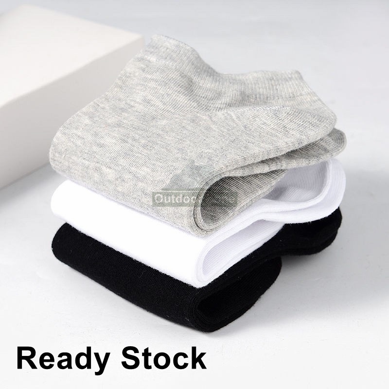 Set 3 Đôi Vớ Ngắn unisex Bằng cotton Trơn Cổ Thấp Tới Mắt Cá Chân