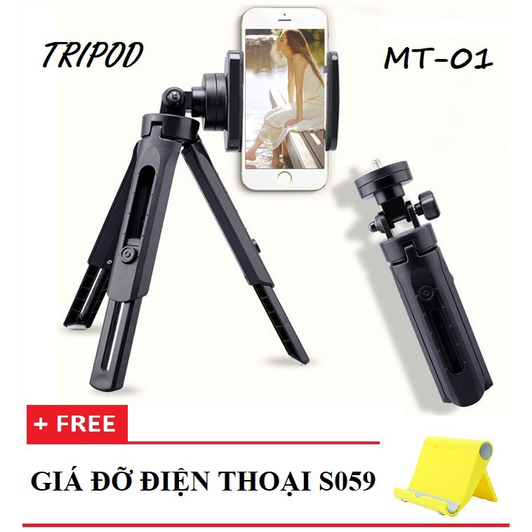 ✔️✔️ Giá đỡ điện thoại, máy ảnh - Tripod MT01 mini (CÓ THỂ KÉO DÀI) - TẶNG 1 GIÁ ĐỠ ĐIỆN THOẠI S059