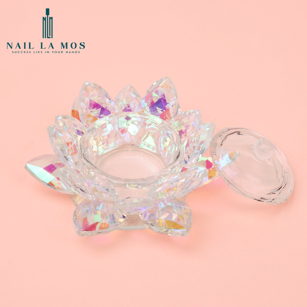 Hũ bông sen đựng lưu huỳnh và bột đắp móng có nắp tiện lợi, nhiều màu lấp lánh sang chảnh