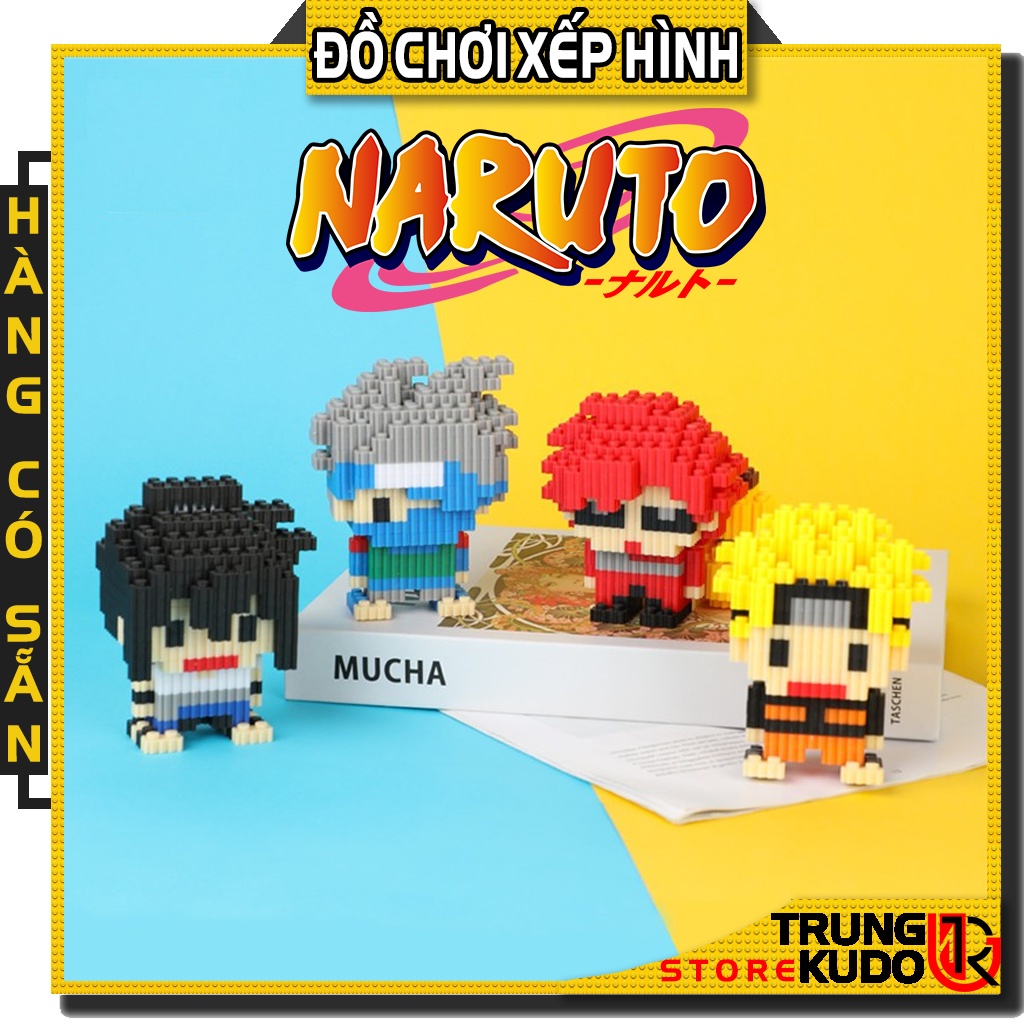 Mô hình Naruto shippuden dạng Đồ chơi xếp hình Naruto, Sasuke, Kakashi và Gaara dùng làm quà tặng, đồ decor