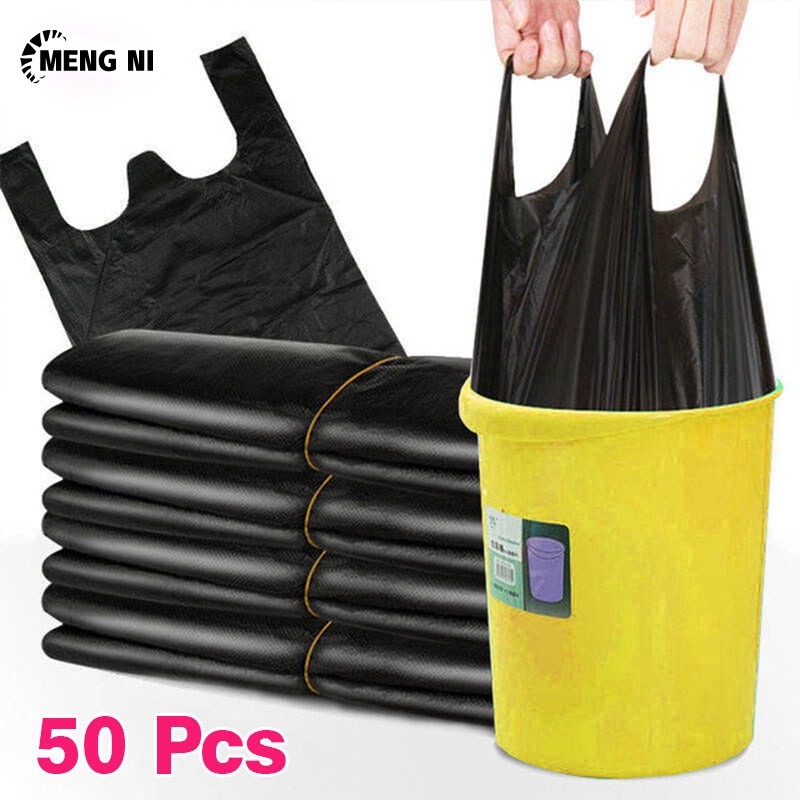 Set 50 túi đựng rác dày dặn MENGNI màu đen kích thước 12x20 inch