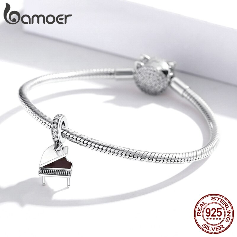 Hạt xỏ làm trang sức Bamoer Scc1733 Bạc 925 Hình Cây Đàn Piano Độc Đáo Diy