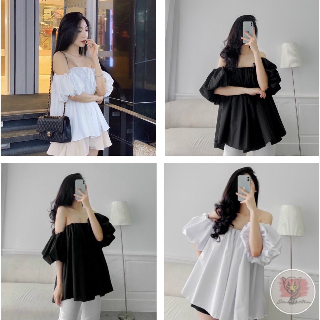 Áo trễ vai bèo tay phồng rộng dễ thương - AK0062 | steven.factory