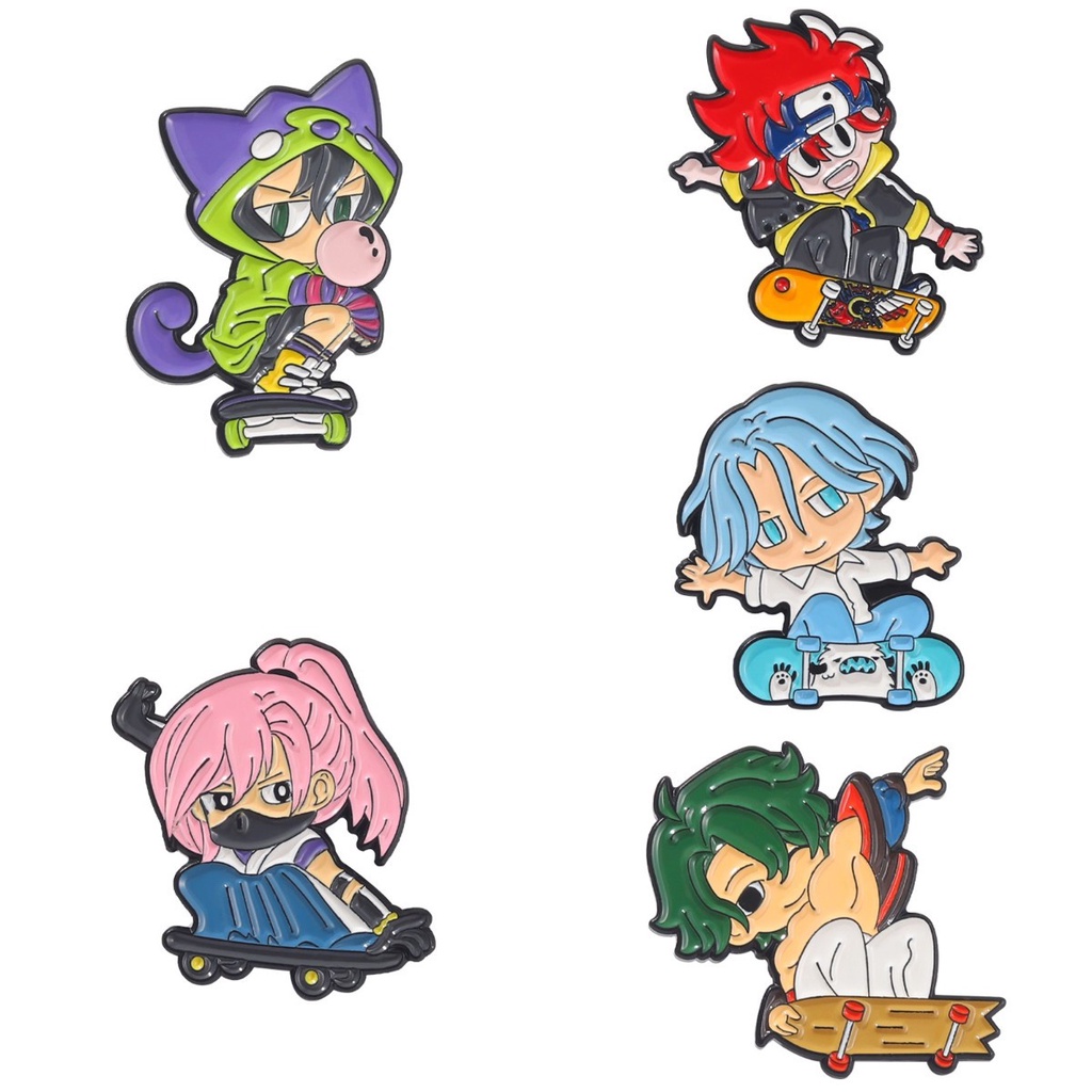 Ghim Cài Áo Tráng Men Họa Tiết Hoạt Hình Anime Hai Chiều Sáng Tạo