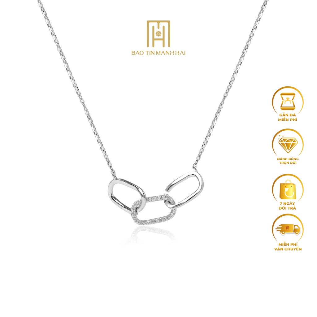 Dây chuyền bạc xi cao cấp hình mắt xích độc lạ phong cách HQ trẻ trung DB08 Bảo Tín Mạnh Hải