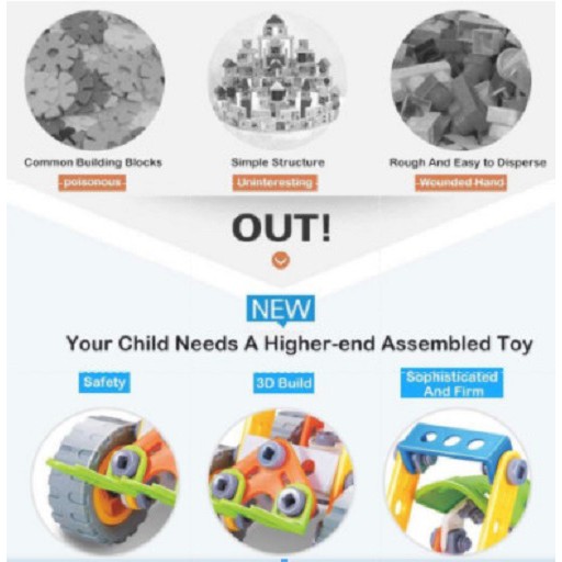 Đồ chơi phát triển kỹ năng Stem - Build&amp;Play - lắp ghép mô hình xe nâng 84 chi tiết Toyshouse J-7703