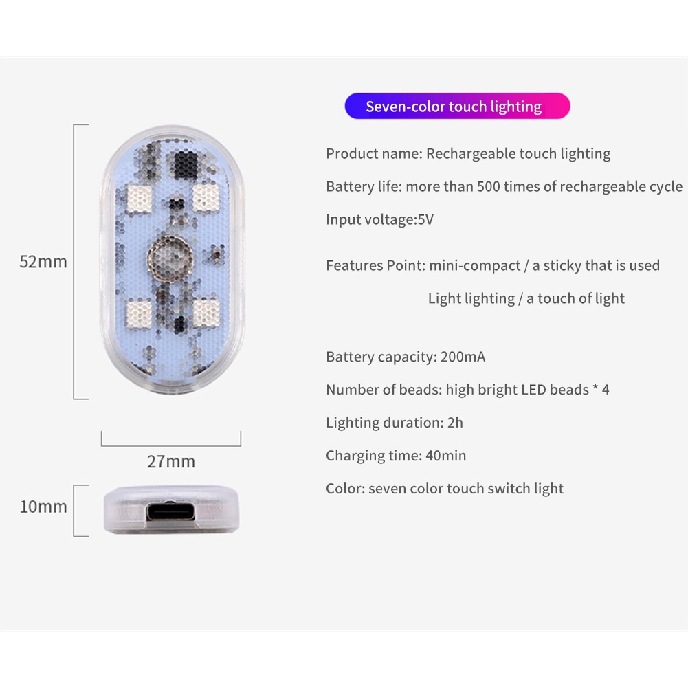 1 Piece Mini nội thất của xe cảm ứng môi trường xung quanh ánh sáng Trần Led Đọc phong cách đêm sạc USB okase