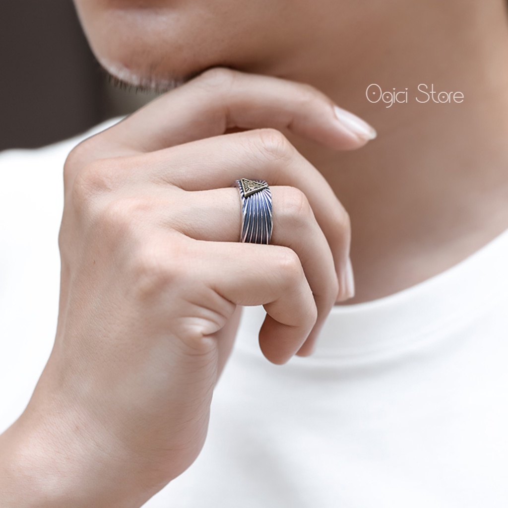 Nhẫn nam nữ thời trang, Nhẫn nam Eye of Horus vòng mở  xu hướng cổ điển thời thượng, Cá tính, Unisex