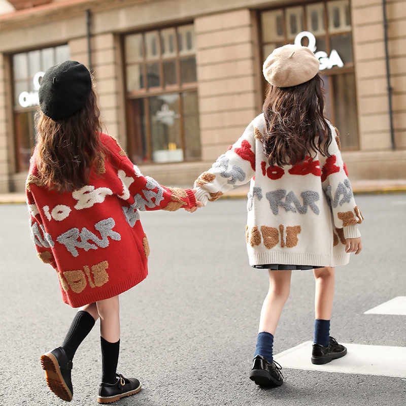 Áo khoác cardigan dệt kim thời trang thu đông cho bé gái
