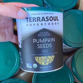 Hạt bí hữu cơ Mỹ PUMPKIN SEEDS Terrrasoul 454g date 02/2021