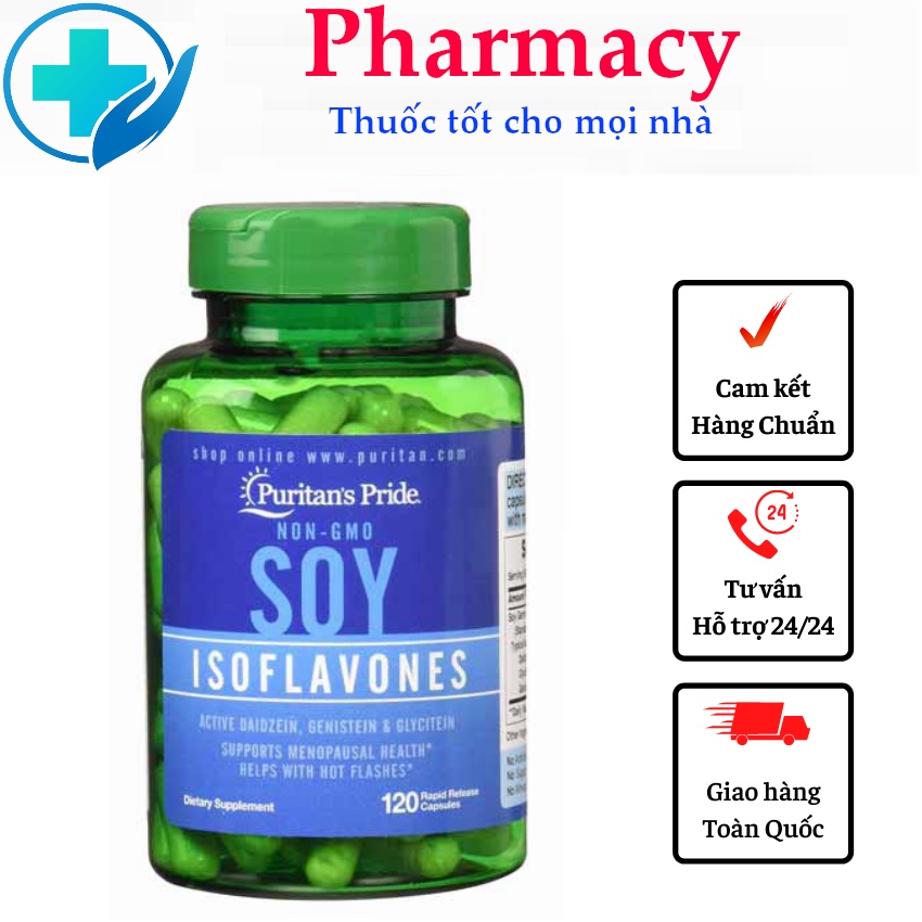 Tinh chất mầm đậu nành làm đẹp và bổ sung estrogen nội tiết nữ Puritan's Pride Soy Isoflavones 120 viên