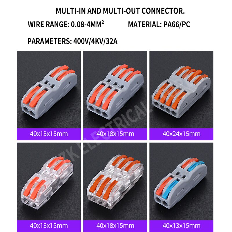 Set 10 Đầu Nối Dây Điện Nhanh Chóng Loại Nhấn Một Hai Ba1234 Trong Một 1234