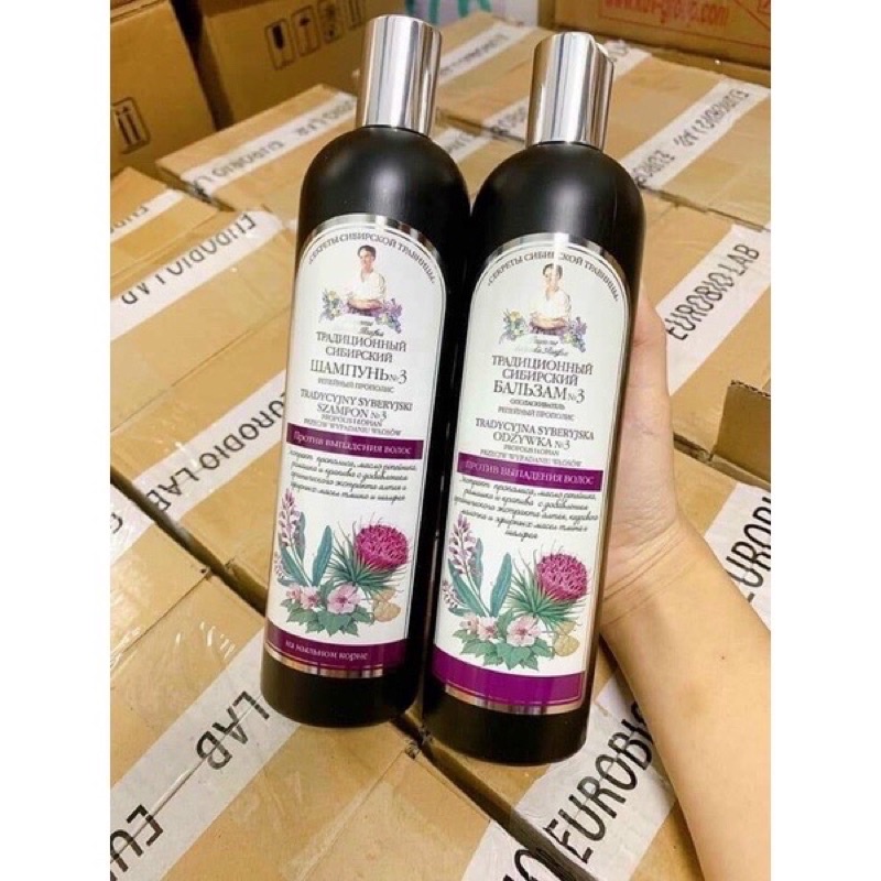 BỘ GỘI XẢ CHỐNG RỤNG - KÍCH THÍCH MỌC TÓC BÀ GIÀ AGAFI NGA THẢO DƯỢC 550ml/Chai