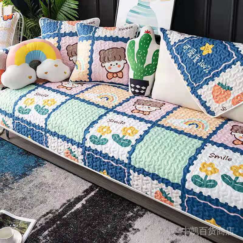 Đệm lót ghế sofa vải cotton tinh khiết chống trượt phong cách Bắc Âu đơn giản