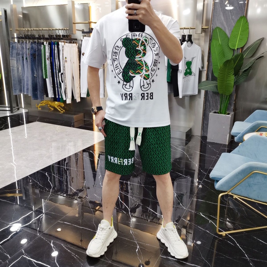 Set Đồ Mùa Hè 2 Món Gồm Áo Tay Ngắn + Quần Short Size Lớn Đơn Giản Hợp Thời Trang Cho Nam
